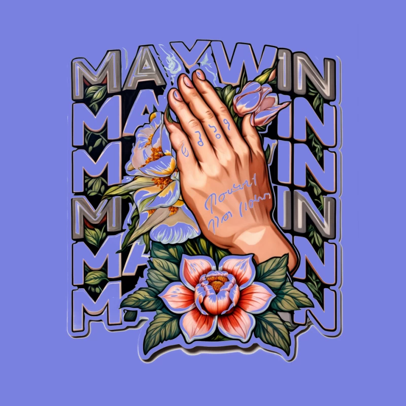 Praying Hands with Floral Design Pin