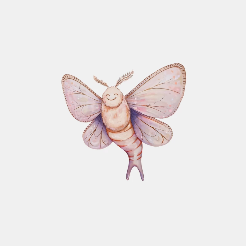 Whimsical Watercolor Moth Illustration with Cute Smile Male Tank Top