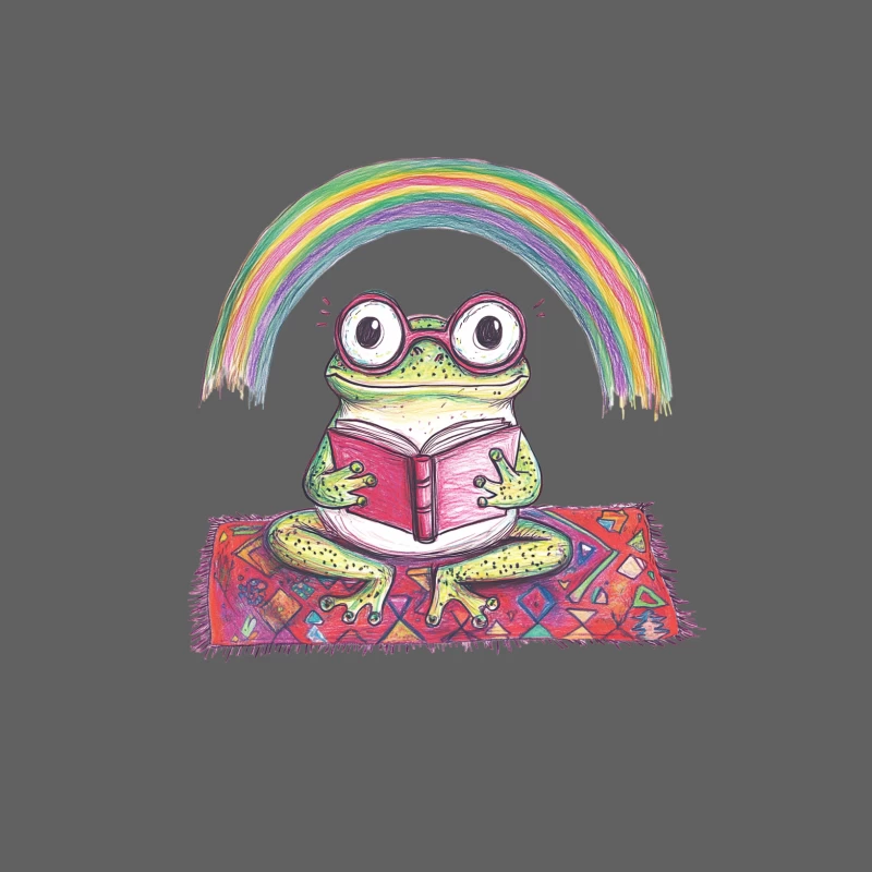 Whimsical Frog Reading Under a Rainbow Male Tank Top