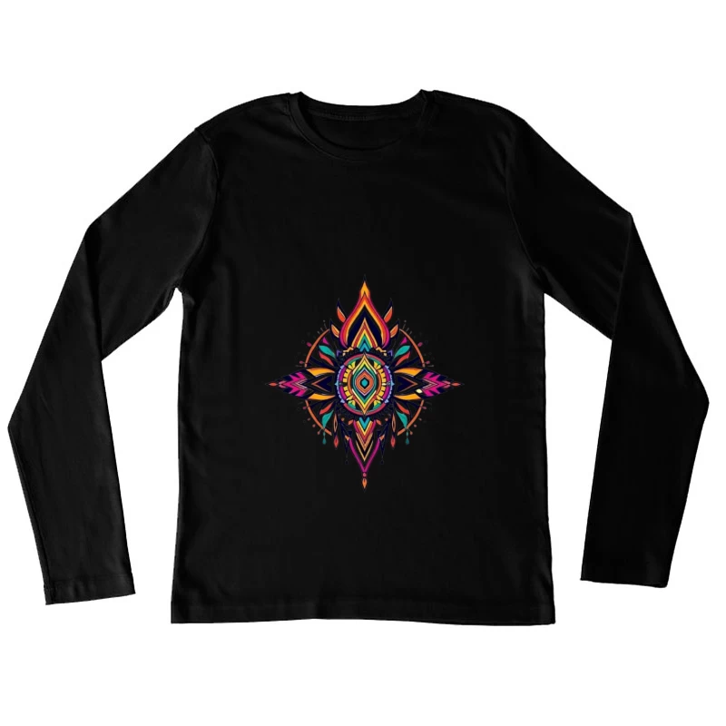 Vibrant Mandala Design Female Long Sleeve T-Shirt