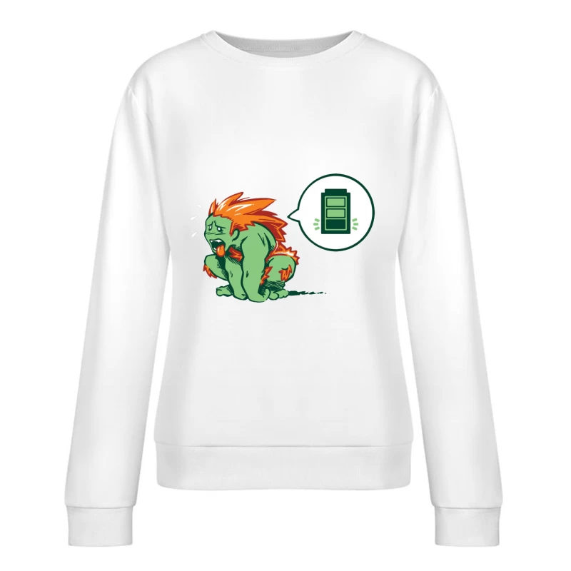 Créature fatiguée avec batterie faible Femme Sweat-shirt à enfiler