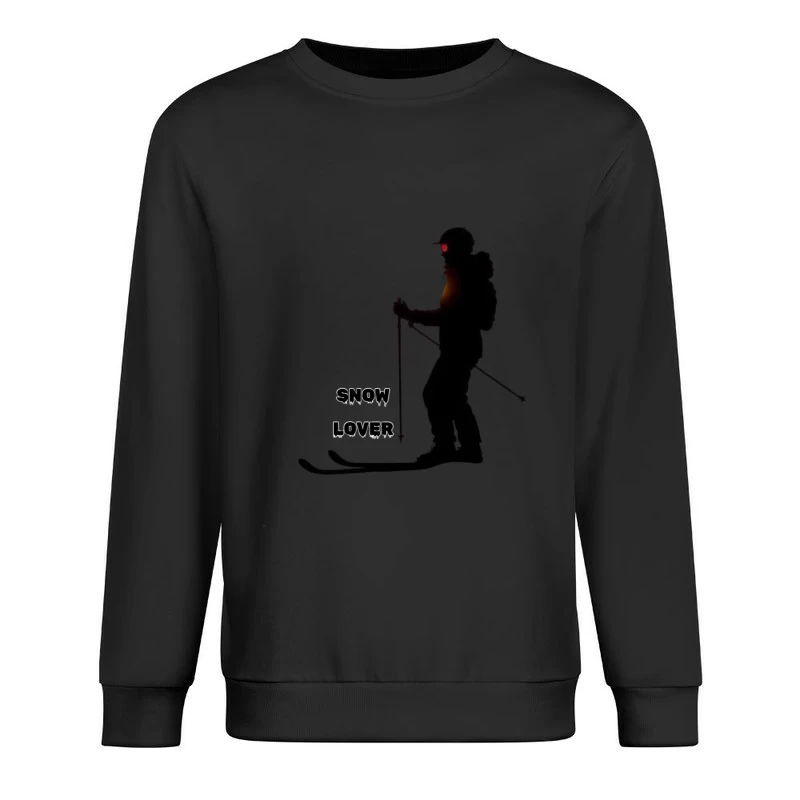 Silhouette of Snow Lover Skiing Male Pullover Sweatshirt