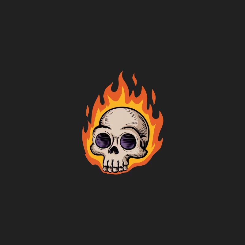 Flaming Skull Cartoon Illustration Bucket Hat