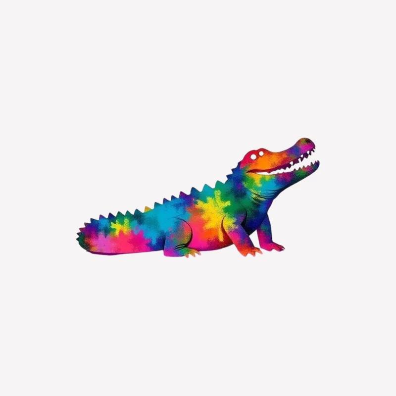 Rainbow Tie-Dye Alligator Illustration Male T-Shirt