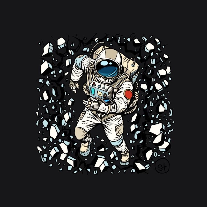 Astronaut im Weltraum mit Trümmern Herren Pullover Hoodie