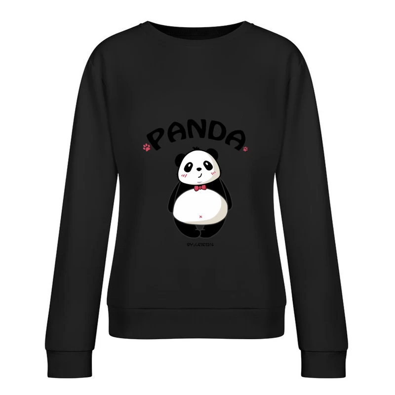 Niedliche Panda-Zeichentrickfigur mit roter Fliege Damen Pullover Sweatshirt