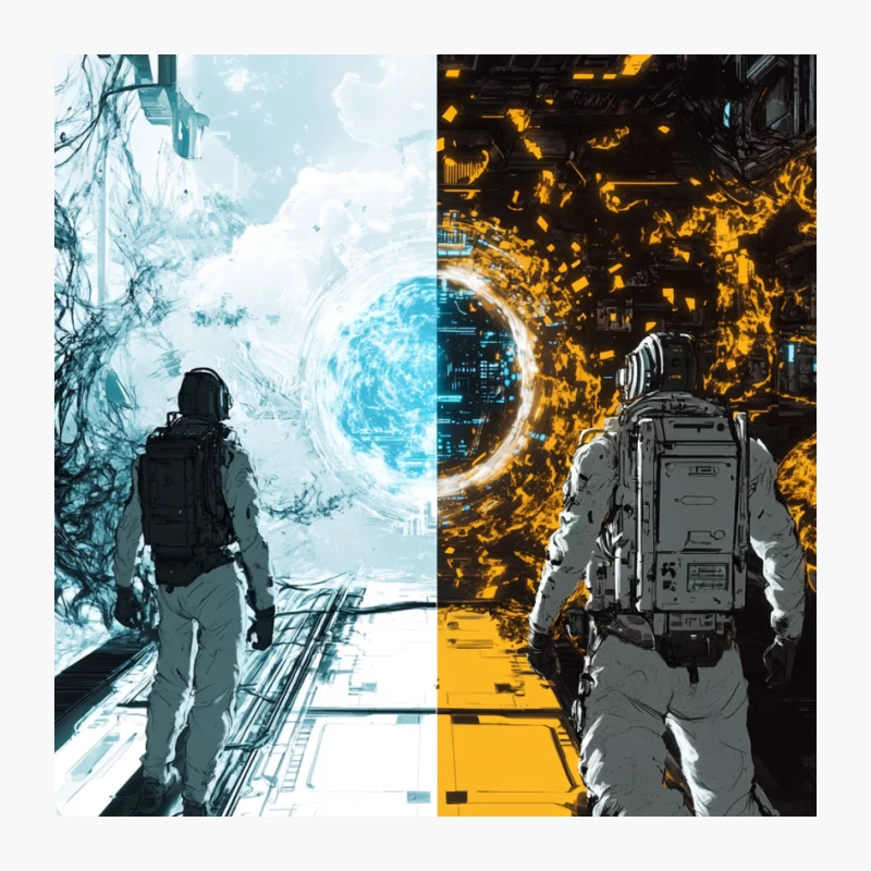 Dual Worlds: Astronaut's Journey Through Space and City Pin