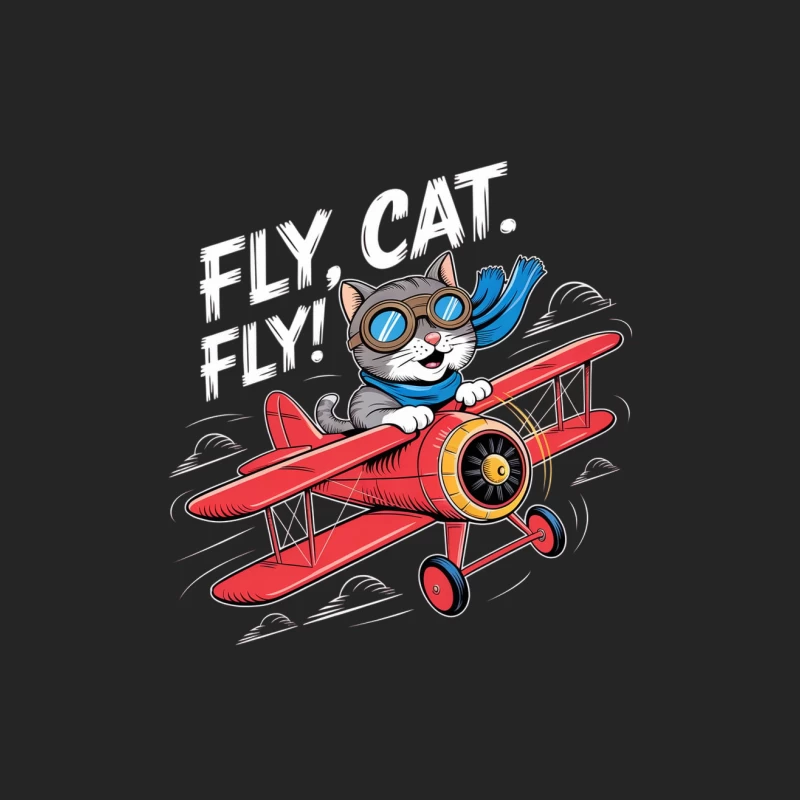 Adventure Cartoon Cat Flying Red Biplane Female Pullover Sweatshirt