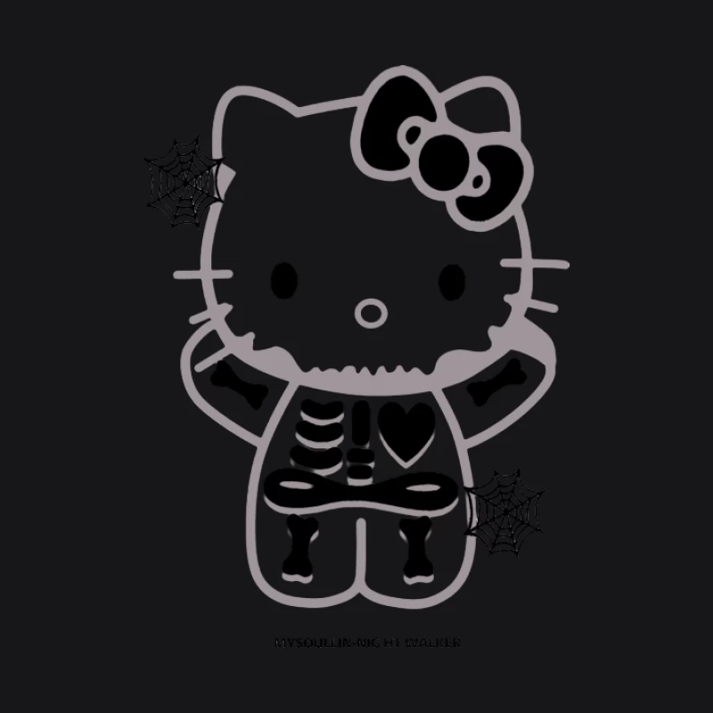 Skelett Hello Kitty Design mit Spinnennetzen Herren Pullover Hoodie