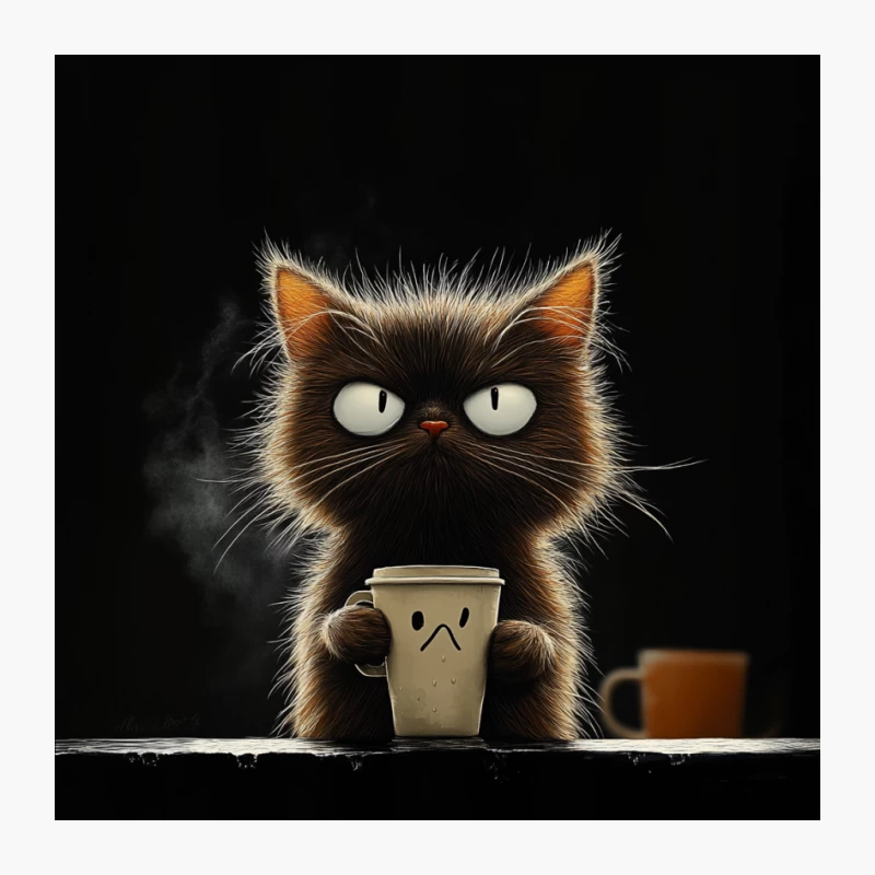 Grumpy Cat's Coffee Break: A Cute and Humorous Cartoon Pin