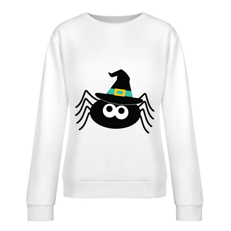 Araignée Halloween avec chapeau de sorcière Femme Sweat-shirt à enfiler