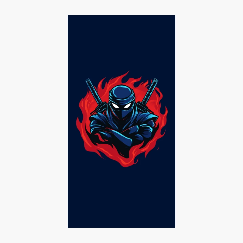 Fierce Ninja Warrior with Swords in Flaming Action iPhone Case