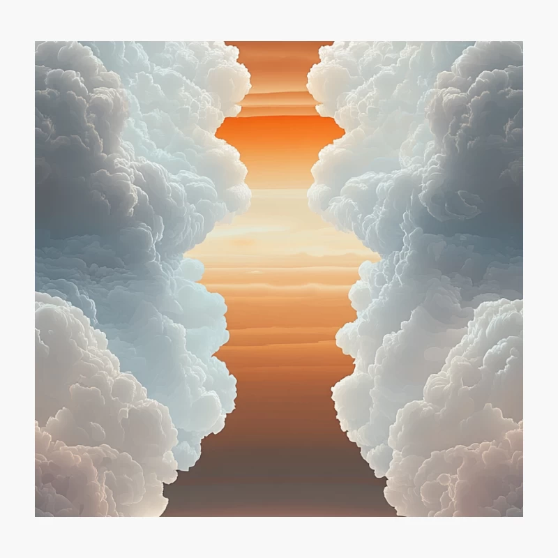 Surreal Sunset Dreamscape: Clouds Parting Over Tranquil Ocean Throw Pillow
