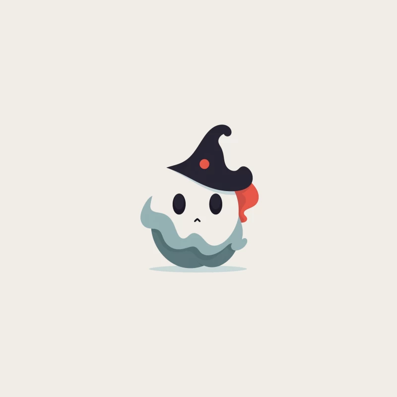 Cute Cartoon Ghost with Witch Hat Bucket Hat