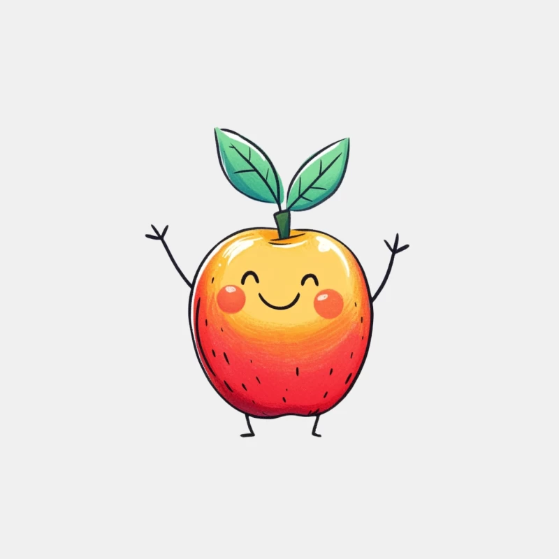 Cheerful Cartoon Apple: A Cute and Happy Fruit Character Male Tank Top