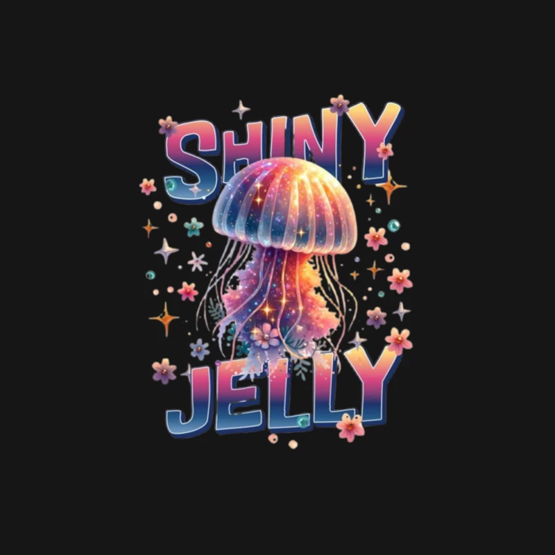 Shiny Jelly: Whimsical Watercolor Jellyfish Typography Art Female Long Sleeve T-Shirt