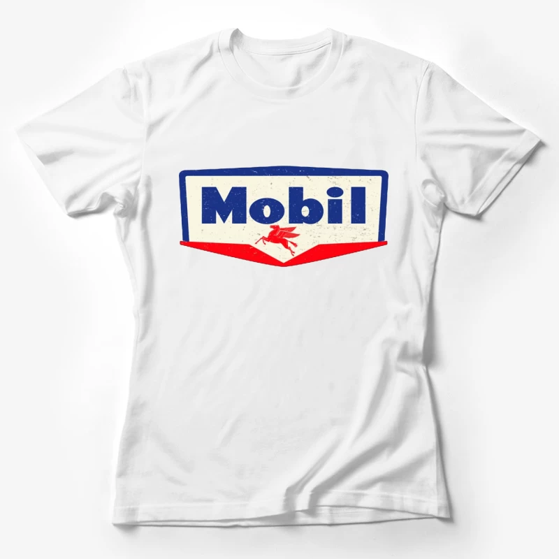 Vintage Mobil Oil Company Logo with Red Pegasus Female T-Shirt