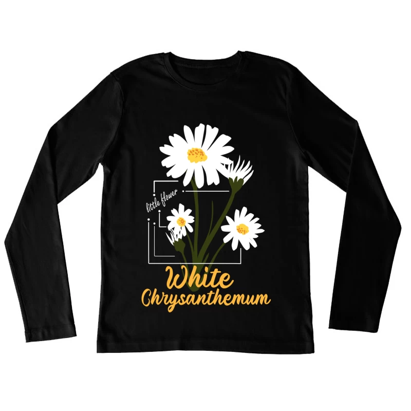 Weiße Chrysantheme Design Damen Langarm T-Shirt