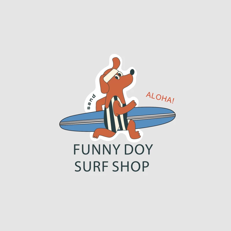 Lustiger Surfhund im Surfshop-Design Herren Pullover Hoodie
