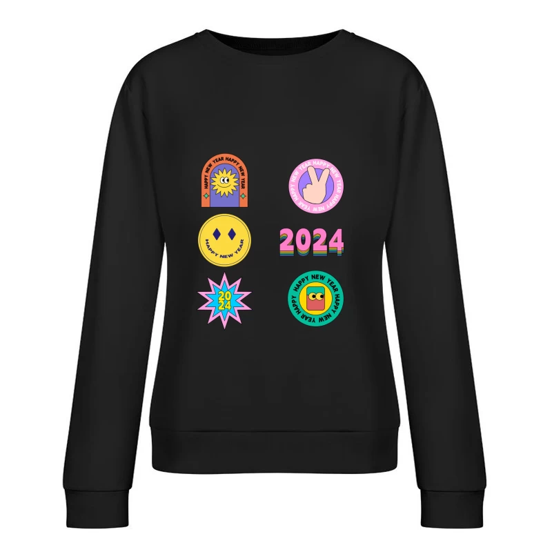 Fröhliches Neujahr 2024 Sticker Design Damen Pullover Sweatshirt