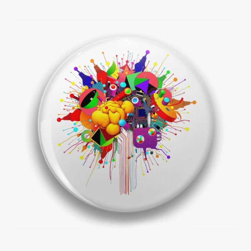 Vibrant Digital Brain: Creative Mind Explosion Pin