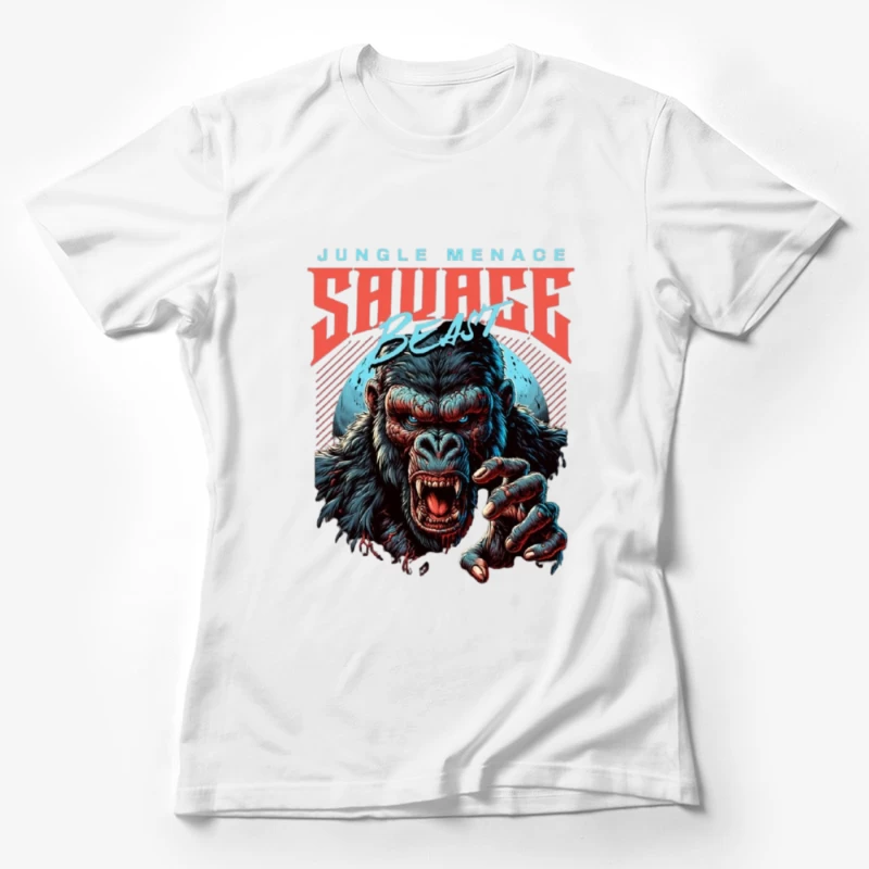 Savage Jungle Gorilla Monster Retro Art Design Female T-Shirt