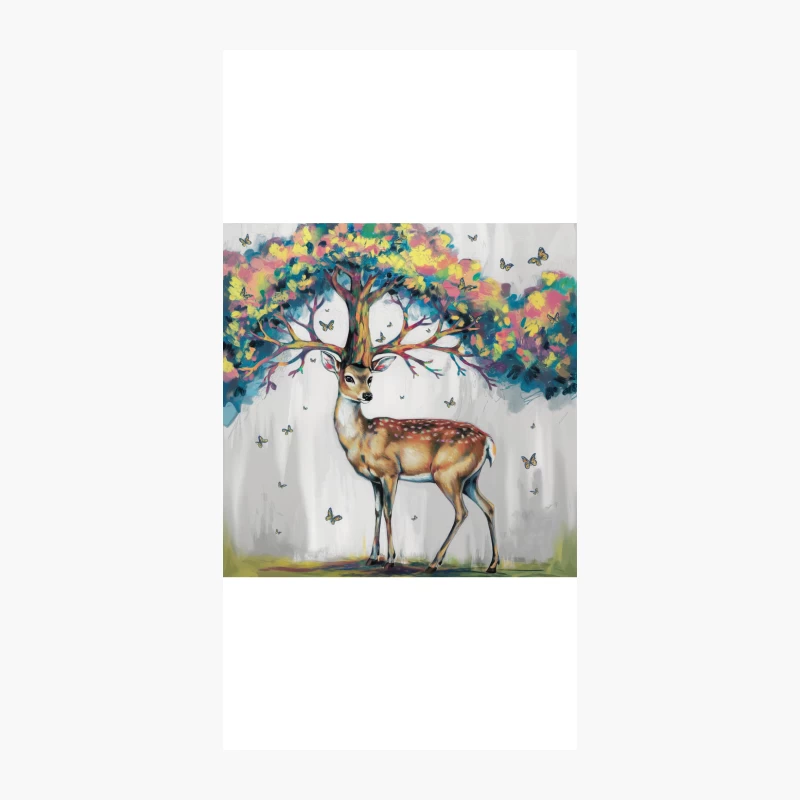 Surreal Deer with Colorful Tree Antlers and Butterflies iPhone Case