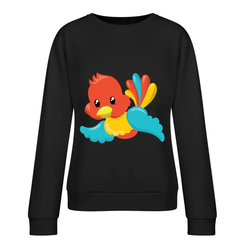Oiseau dessin animé coloré Femme Sweat-shirt à enfiler