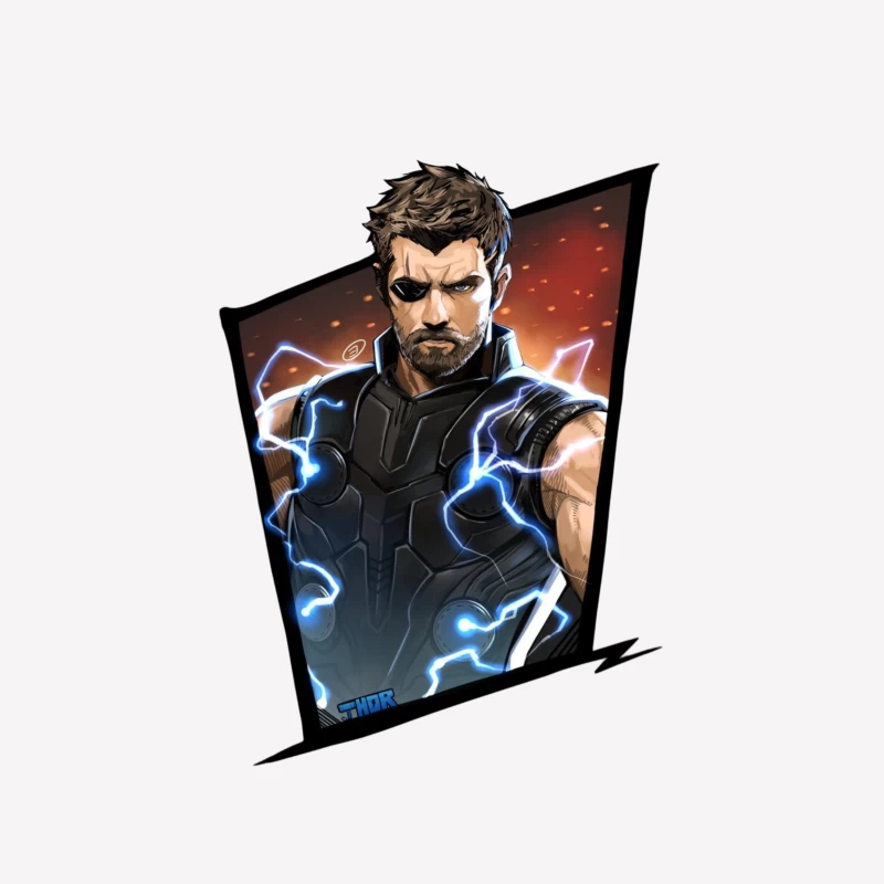 Superhero Character with Lightning Effects Male T-Shirt
