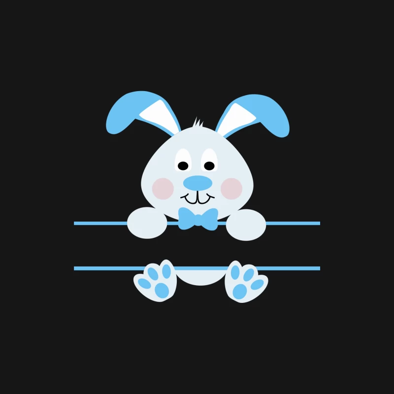 Lapin mignon avec un nœud papillon bleu Homme Manches Longues T-Shirt