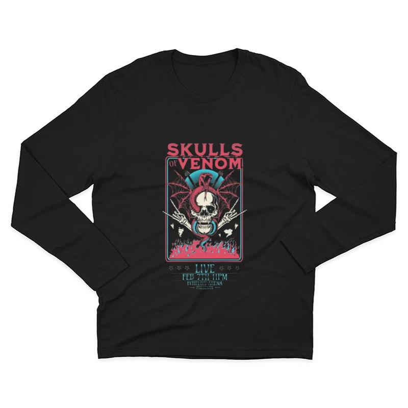 Gothic Skulls of Venom Concert Poster with Spiderwebs and Flames Male Long Sleeve T-Shirt