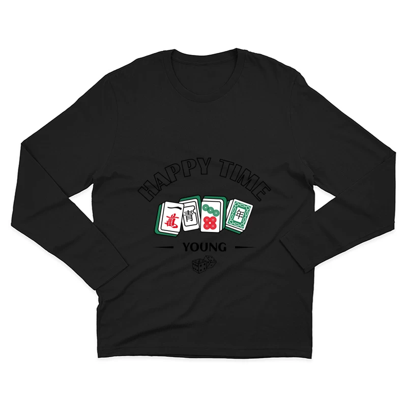Mahjong Spielsteine Illustration Herren Langarm T-Shirt
