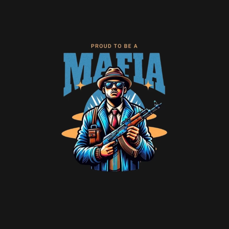 Vintage-Style Mafia Gangster Illustration with Weapon Mouse Pad