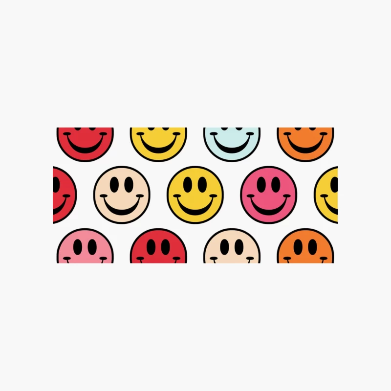 Colorful Retro Smiley Face Emoticon Pattern Cotton Tote Bag