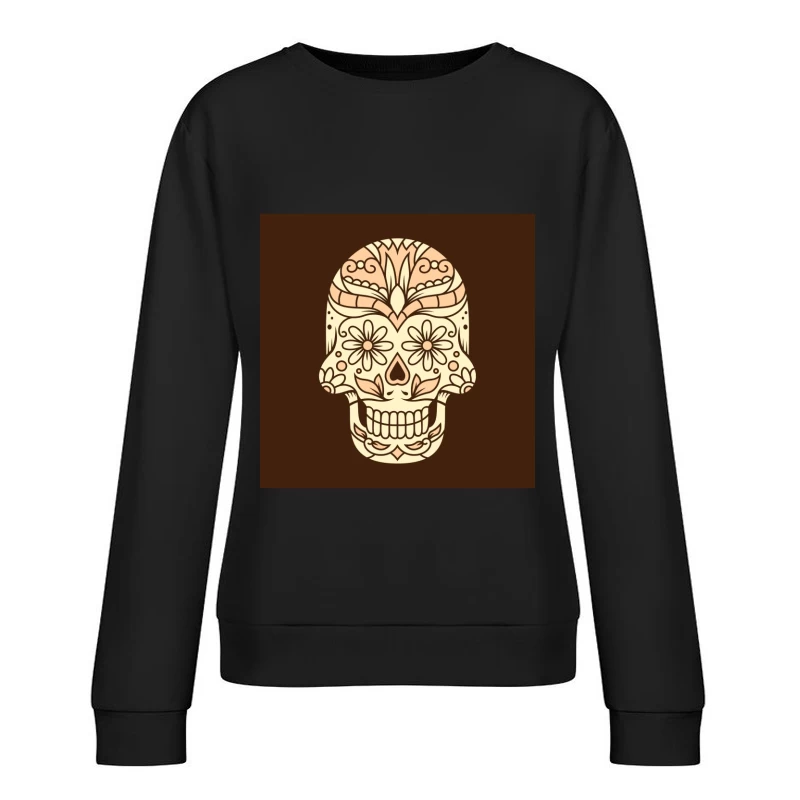 Crâne de sucre floral décoratif Femme Sweat-shirt à enfiler