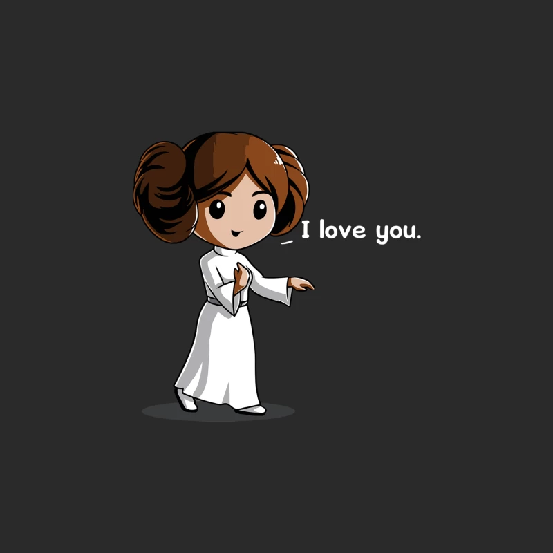 Cute Chibi Princess Leia Cartoon in White Dress Baseball Cap