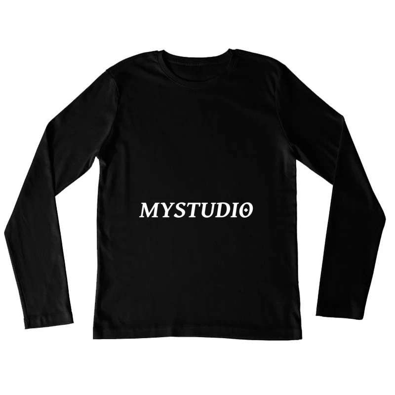 Logo-Design Weißes auf Schwarz Damen Langarm T-Shirt