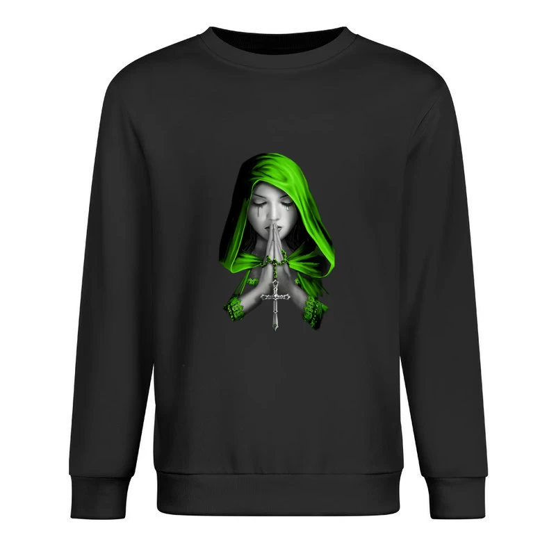 Bete Frau mit grünem Schleier Herren Pullover Sweatshirt