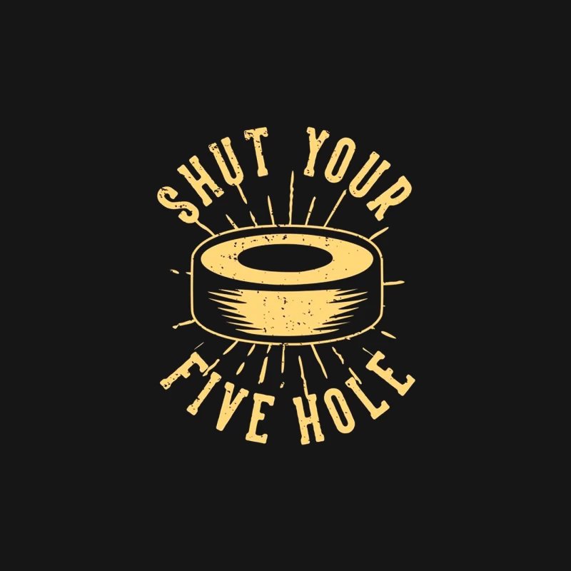 shut your five hole with hockey  Minimalist Gold Typography: Hockey Puck Motivational Design Mouse Pad