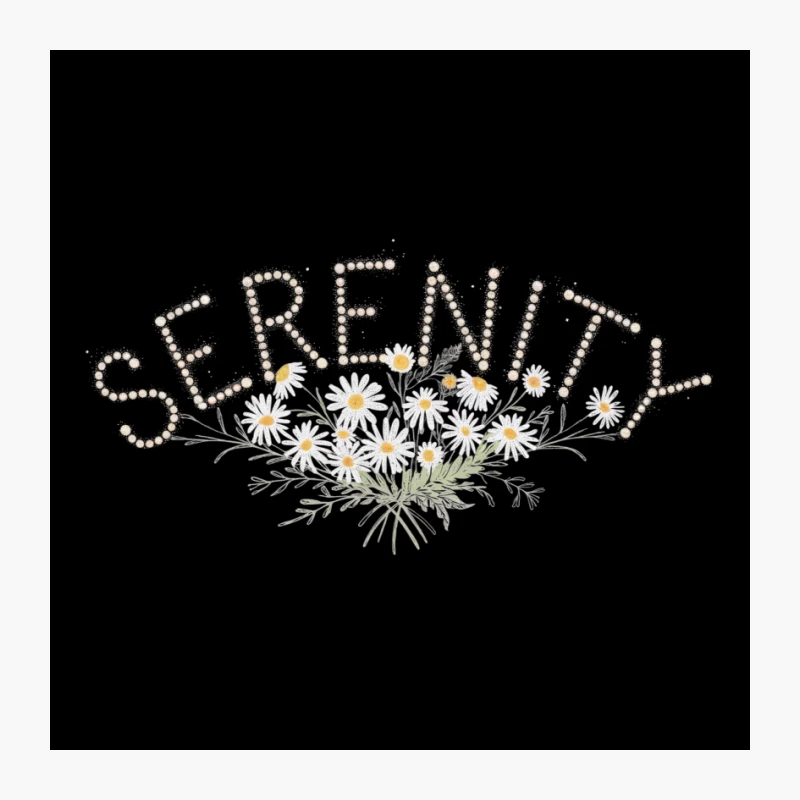 Serene Daisy Typography: Floral Calm Design Pin