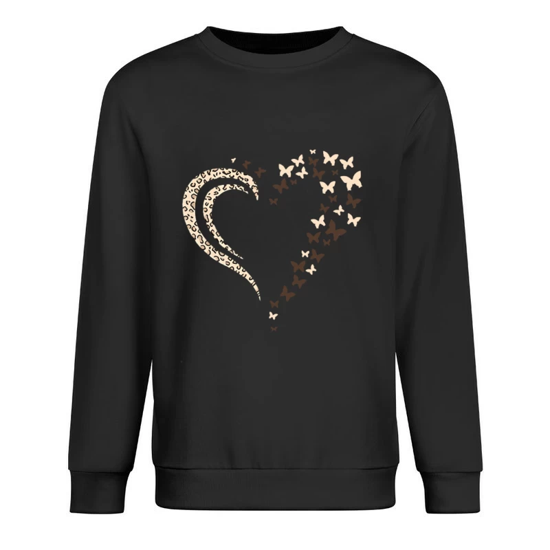 Herz mit Leopardenmuster und Schmetterlingen Herren Pullover Sweatshirt