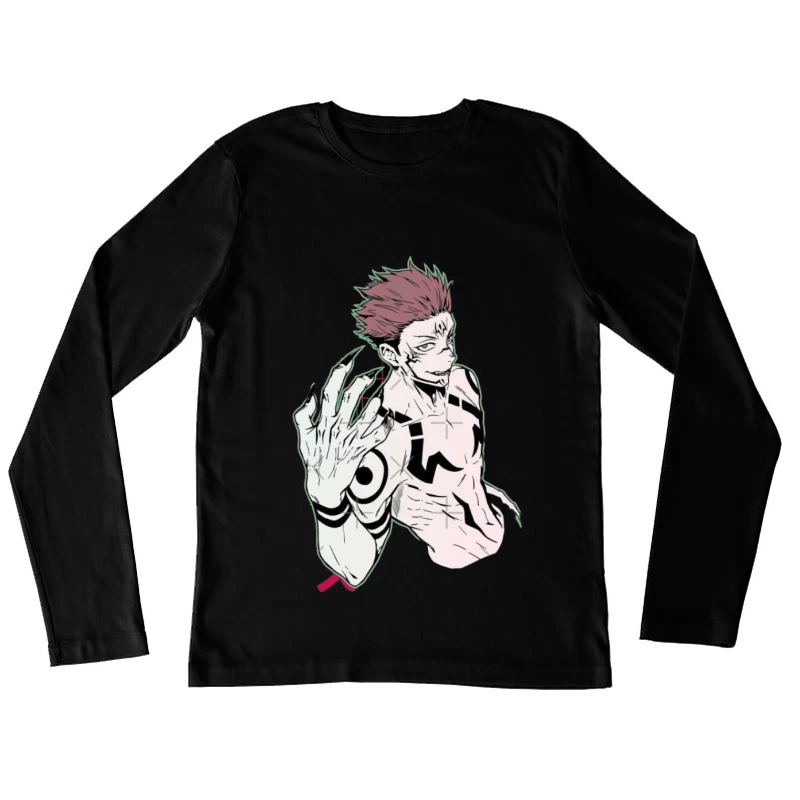 Manga Charakter mit Tattoos Damen Langarm T-Shirt