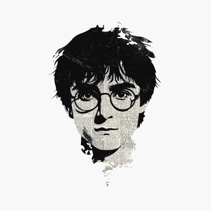 Messy-Haired Wizard Portrait on Newspaper Print Cotton Tote Bag