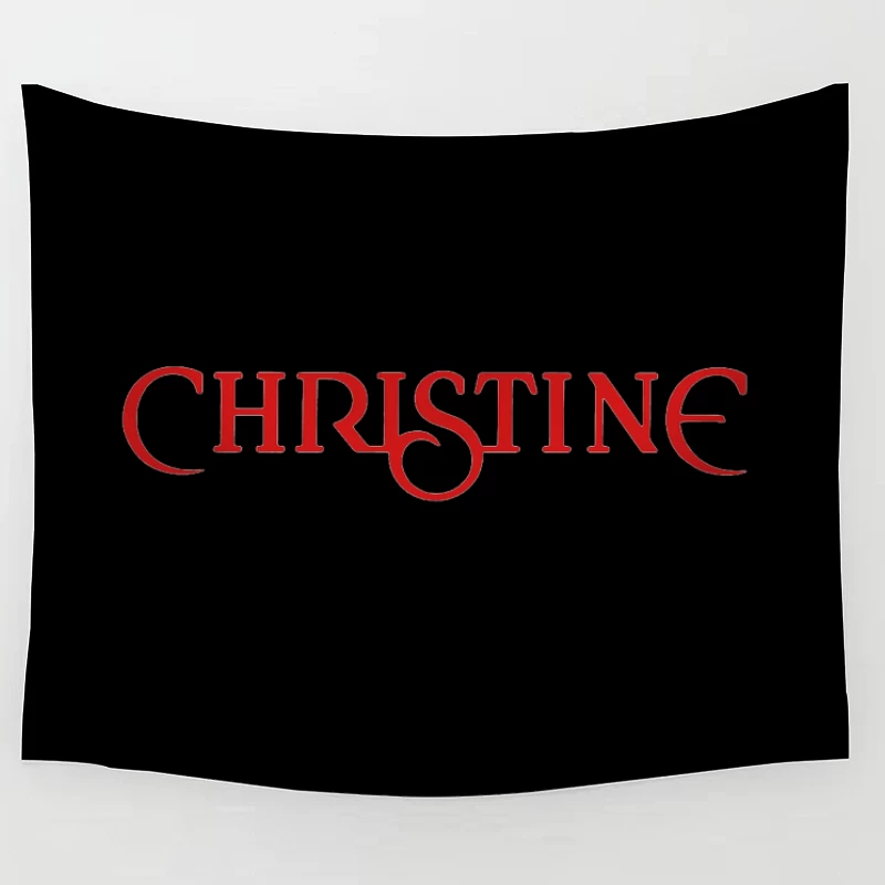 Christine (1983) Classic Horror Movie Logo in Red Typography Tapestry