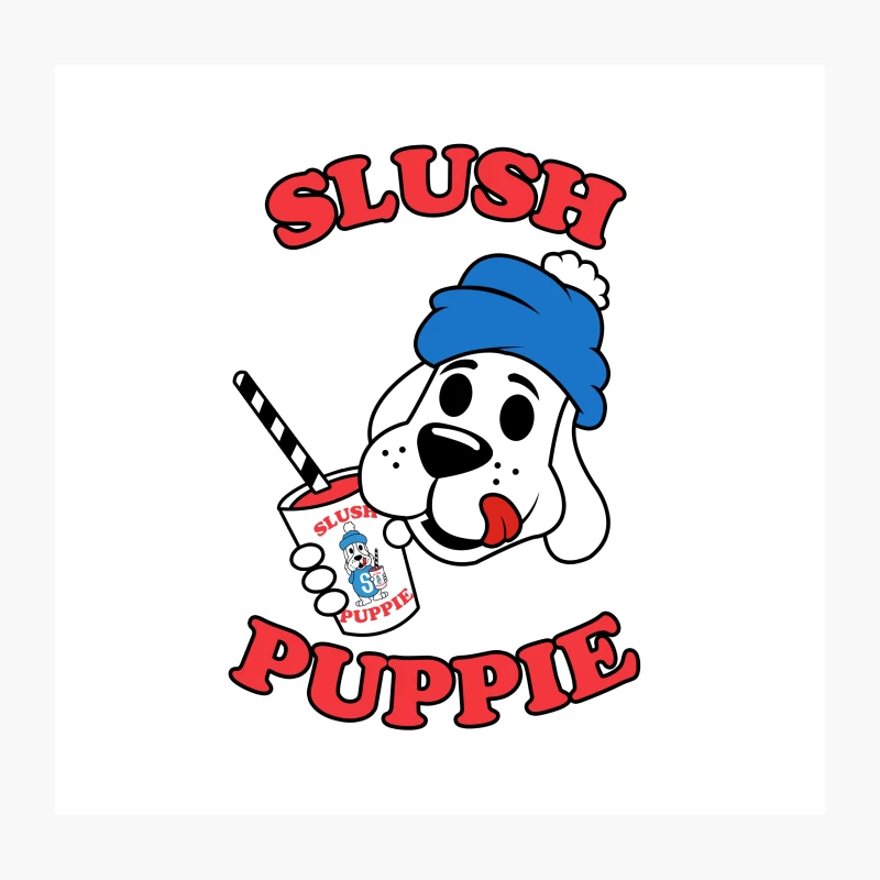 Cartoon Slush Puppie Mascot Dog with Blue Hat Logo Design Throw Pillow