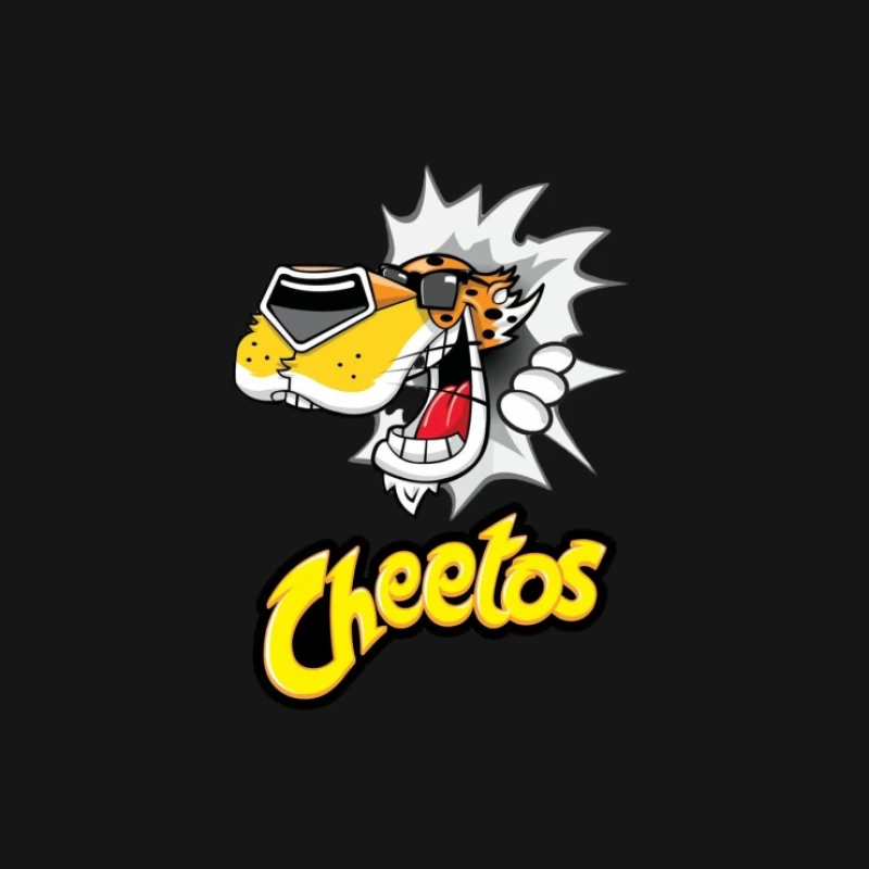 Cheetos-Logo mit lustigem Gepardenmaskottchen Herren T-Shirt