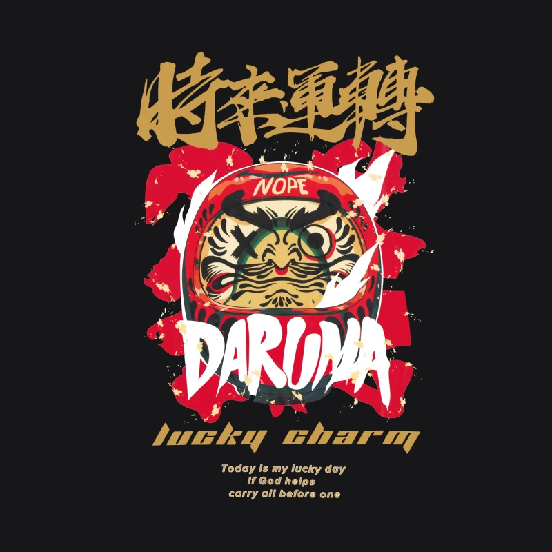 Daruma Glücksbringer Kunstdesign Damen Pullover Hoodie