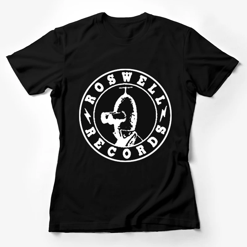 Roswell Records Black and White Circular Logo Female T-Shirt