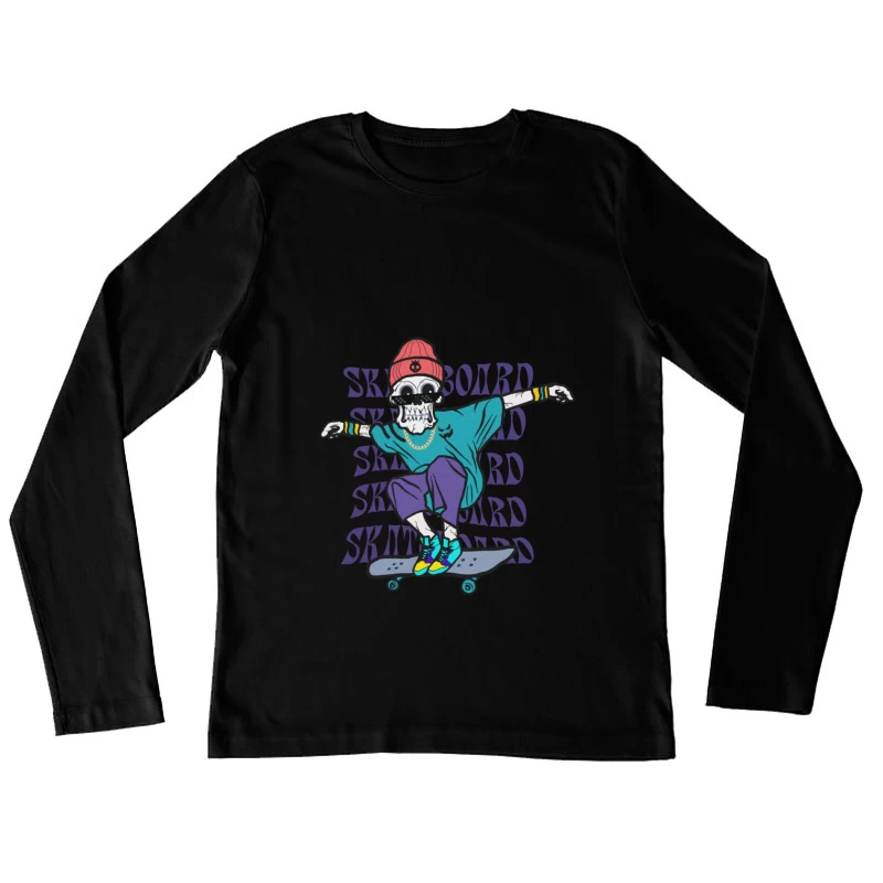 Skelett-Skater in bunten Streetwear Damen Langarm T-Shirt