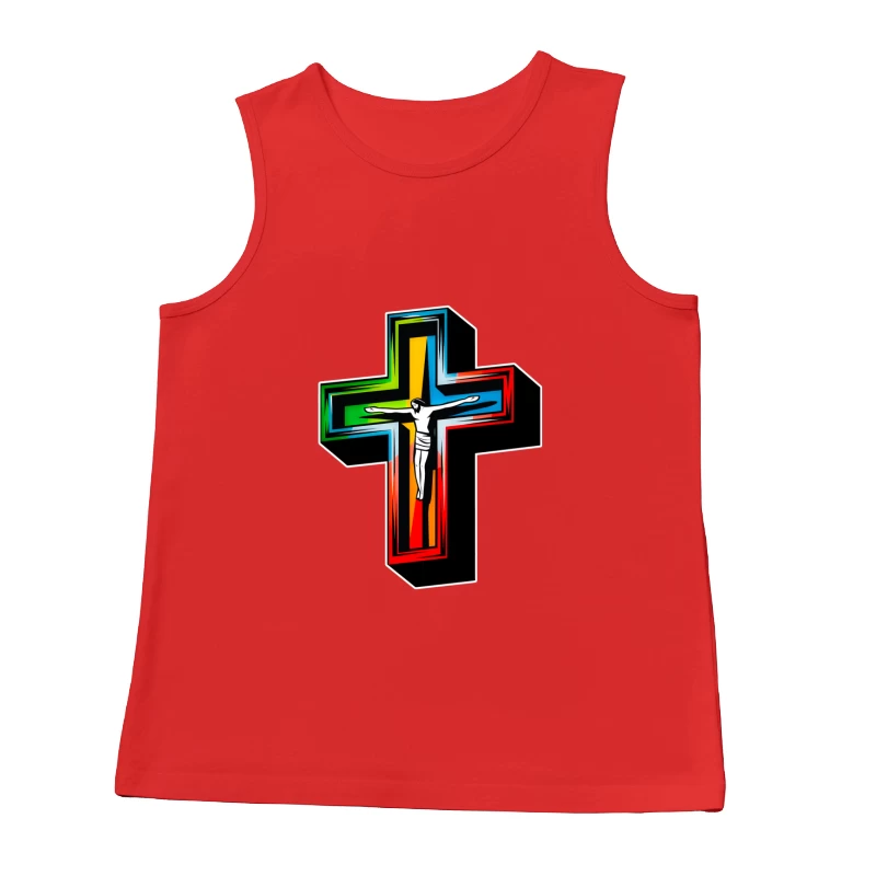 Colorful Modern Christian Cross with Crucifixion Male Tank Top